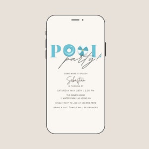 Pool Party Invitation | Simple Modern | Editable on Canva