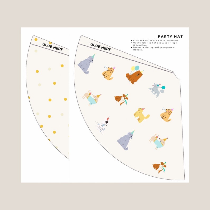 Dog Birthday Party Hats Dog Pawty Hat Printable Party Hat Instant ...