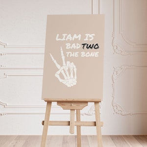 Bad TWO the Bone Welcome Sign | Tan | Editable Digital Download