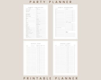 Party Event Planner | Instant Download PDF | A4 Letter and A5 Half Size | Editable Template