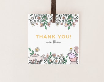 Tea Party Birthday Favor Tag | Editable Printable Download Template