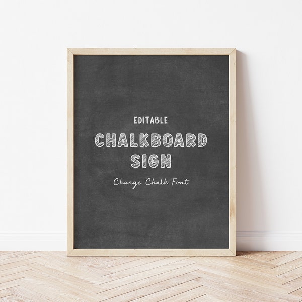 Editable Chalkboard Sign | Change Chalk Font | Digital Template