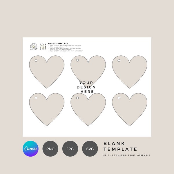 Heart Tag Blank Template | DIY | Create your design with this template