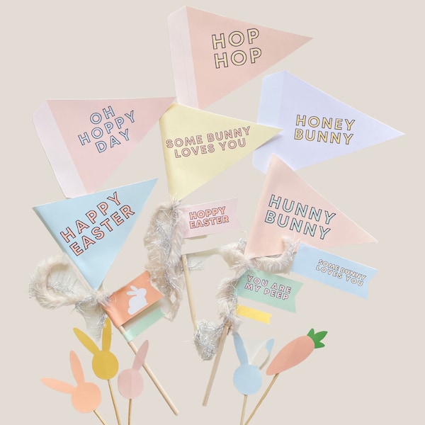 Easter Pennant Flags | Easter Basket Decor | Easter Party | Instant Download