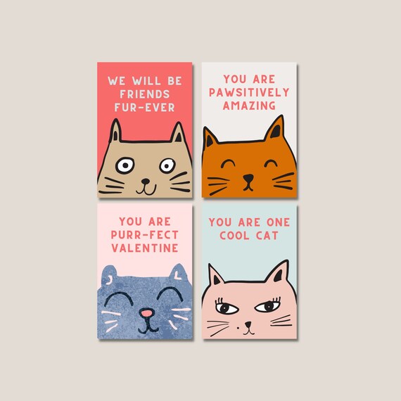 Valentinstagskarte Mit Katzenmotiv – „I Love You As Much As Cats Love Boxes“, 15,2x20,3 Cm, Innen Blank