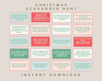 Christmas Scavenger Treasure Hunt Game Cards | Instant Download