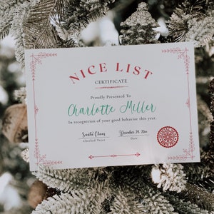Elenco dei buoni Certificato ufficiale di Babbo Natale / Modello modificabile