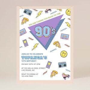 90s Birthday Party Invitation | Editable on Corjl | Digital Download
