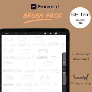 Procreate 20 Models Sofa Brush Set: Interior Design, Architects Stamps (Digital Download)