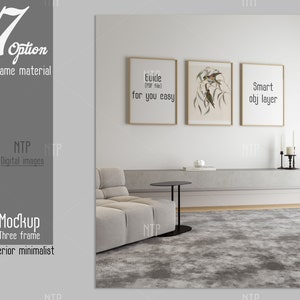 Minimalist Living Room Frame Mockup: Art Print Display (PSD)