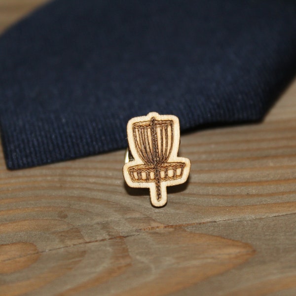 Wood Disc Golf Basket Tie Tack