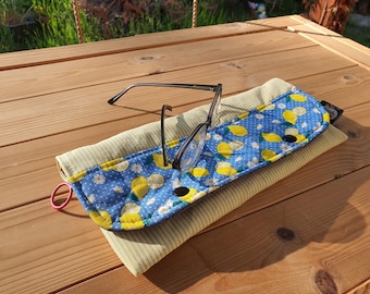 Handmade "Viva Fruit!" organizer/pencil case – versatile, padded & sustainable, unique item, cotton, partially quilted, 27.5 cm
