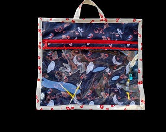 "White Owls" project bag with viewing window, vinyl project bag, 40 cm, unique item made in Germany, for medium-sized projects, customizable