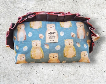 Cosmetic bag "Annett", with owl print
