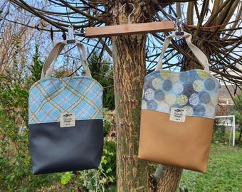 "Kristina" project bag, small project bag made of canvas and faux leather, with magnetic closure, project pouch, unique item