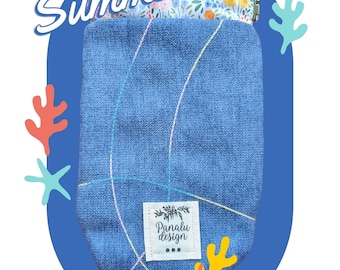 Fabric glasses case | Choice of drawstring or snap closure | Decorated with color-changing chain stitch | Size M