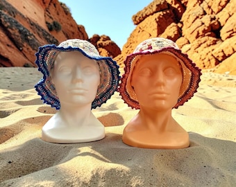 Hand-crocheted summer hat for girls approx. 6/7 years old | Boho sun hat | Unique Panalu piece | Oeko-Tex cotton | Handmade in Germany