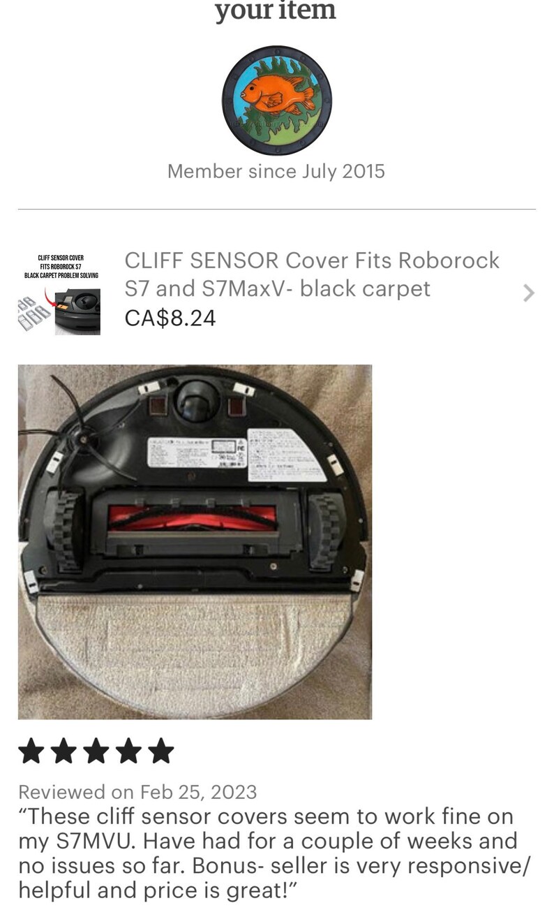 CLIFF SENSOR Cover Fits Roborock S7 and S7maxv Black Carpet Etsy Canada