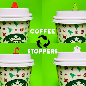 Starbucks Reusable Hot and Cold Cup Stoppers Seals Into Cup Lid Avoid  Spills Christmas Halloween and More 