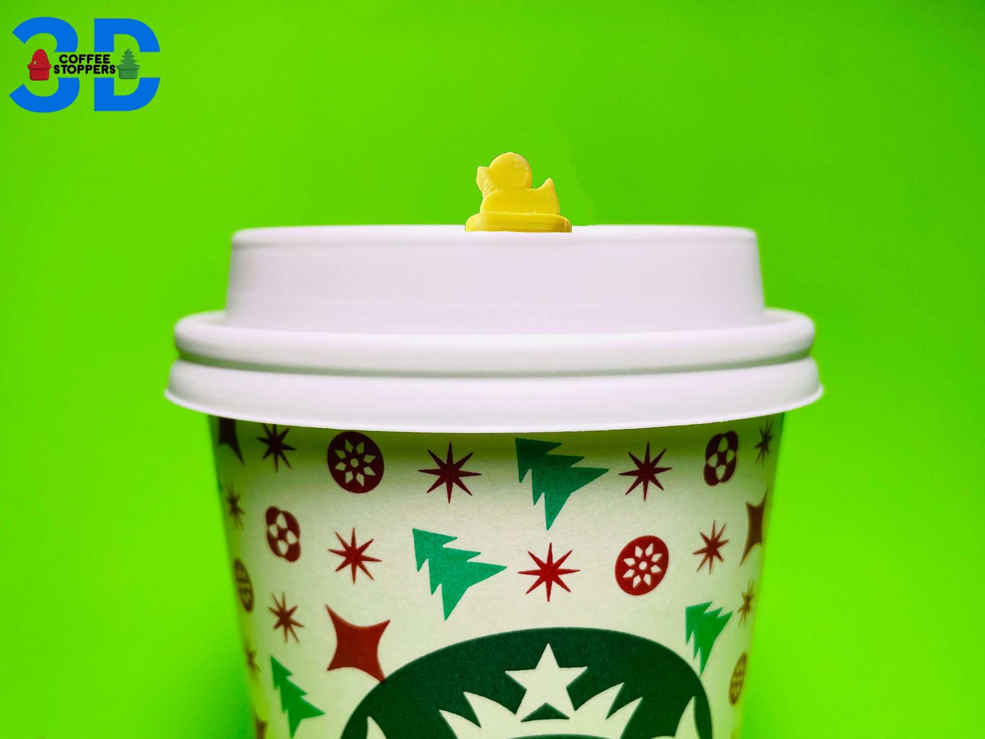 Rubber Duck Starbucks Reusable Hot Cup STOPPER Seals Into Cup Lid