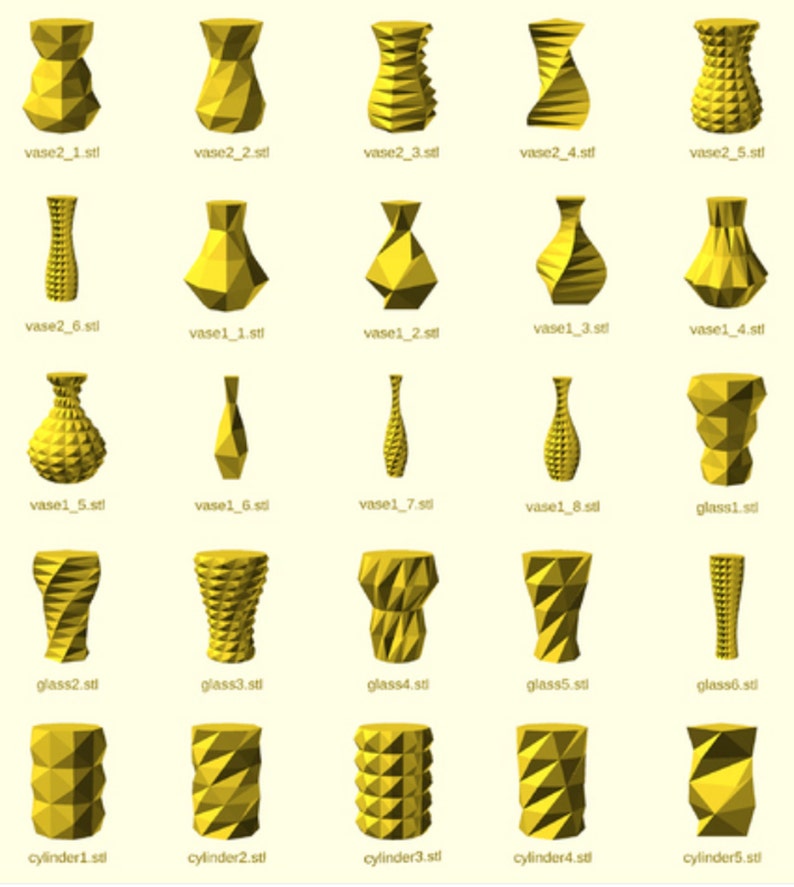 50 Poly Vases STL Files Pack Stl Files for 3D Printers 3D Etsy UK