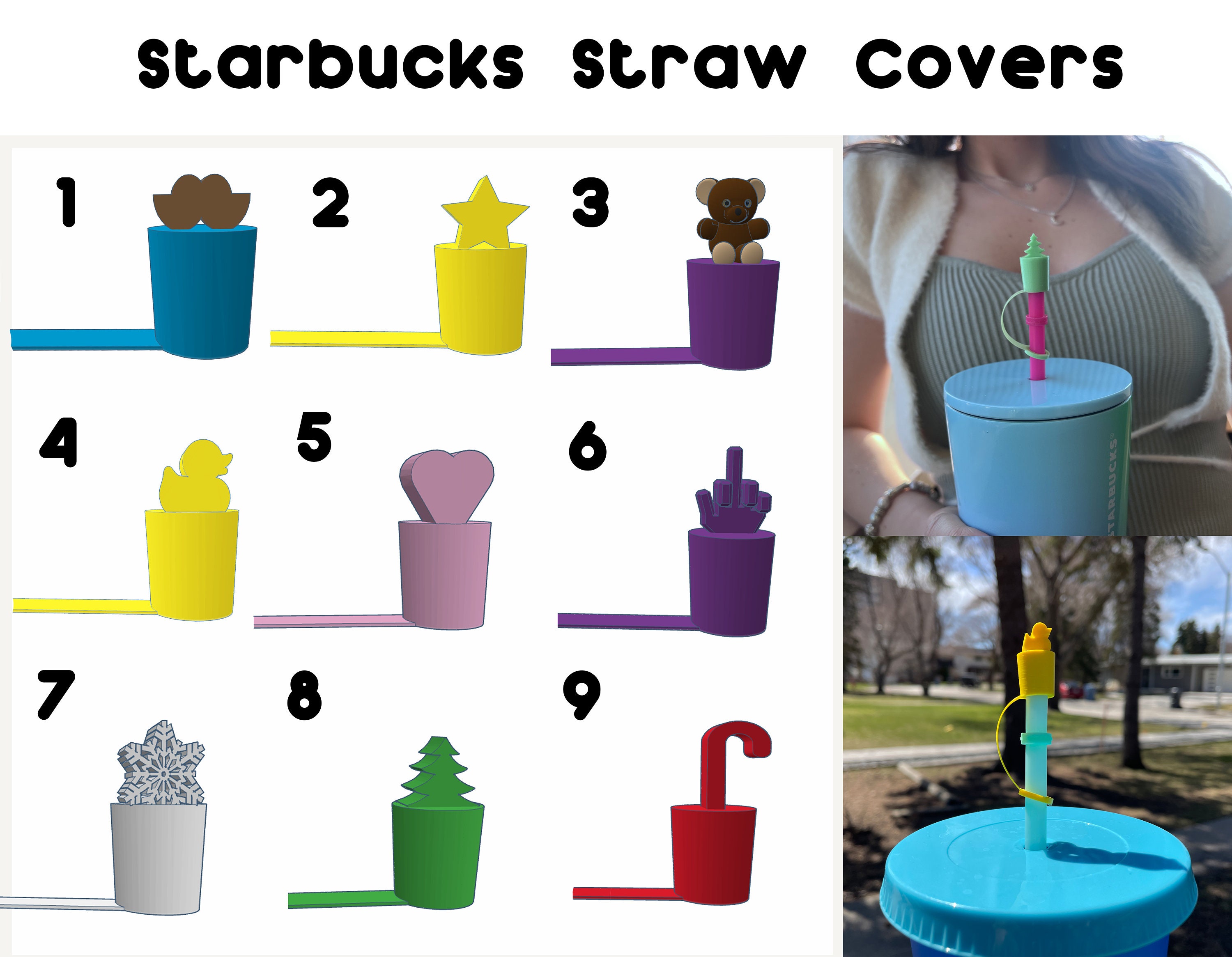 2020 New 27cm Starbucks Straw Dust Cap Cherry Blossom Plug Straw Cover  Topper