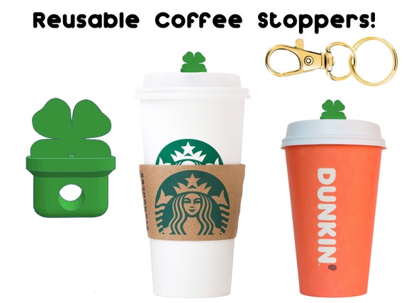 Four Leaf Clover Reusable Hot Cup Coffee STOPPER Seals Into Cup Lid Avoid  Spills 