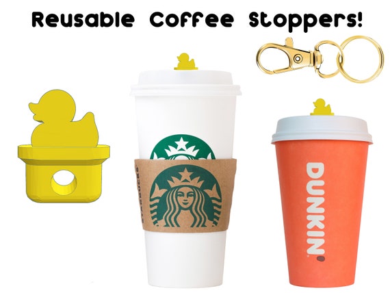 Rubber Duck Starbucks Reusable Hot Cup STOPPER Seals Into Cup Lid Avoid  Spills 