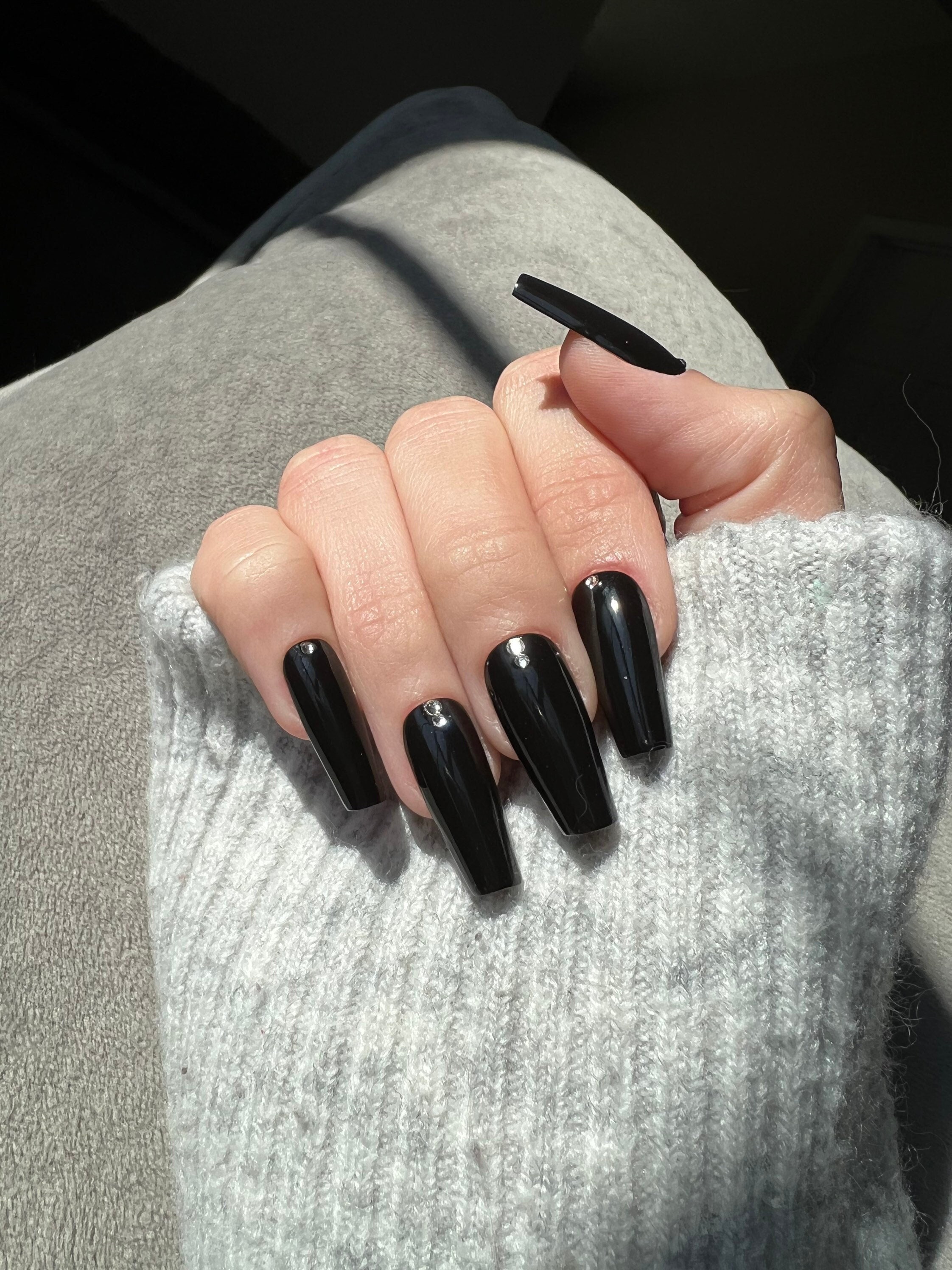 Black Coffin Nails Etsy