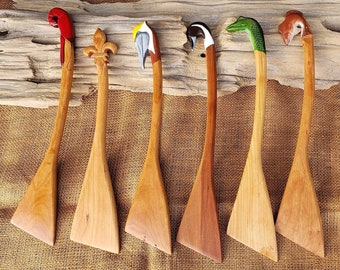 Cajun Cherry Roux Pot Stirrer with Crawfish, Fleur de Lis, Pelican, Pintail, Alligator, or Redfish