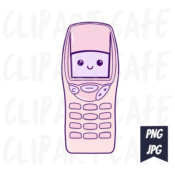 Cute mobile phone clipart, cell phone clipart, kawaii cell phone clip art, instant download, commercial use
