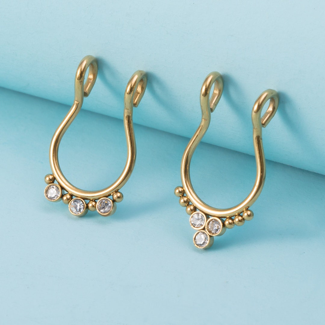 Handmade Clip on Nose Fake Piercing Septum Nose Cuff Ring Etsy