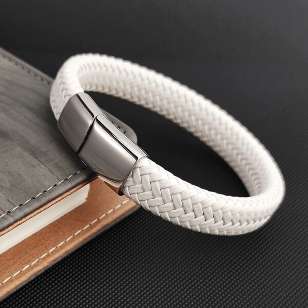 Genuine Leather Braided Bracelet For Men & Women - Black, Handmade, Unisex, Clasp Closure