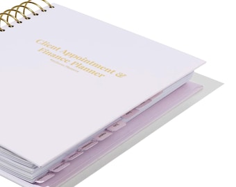 Planner voor klantafspraken en financiën, papieren bedrijfsorganisator