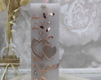 Wedding candle Lena and Jens Traukerze with name and date, individual, hand-decorated 1013