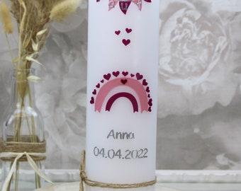 Handgemachte Taufkerze August - Personalisierte Kerze Mit Name & Datum