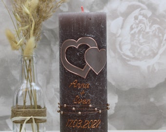 Wedding candle Anna and Sven Traukerze with name and date, individual, hand-decorated 1053