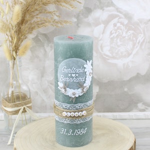 Rustic wedding candle Nadja and Pablo wedding candle with name and date, individual, hand-decorated 1776