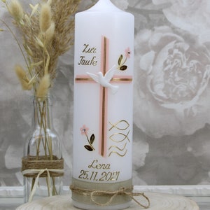 Baptismal candle LENA boy or girl with name and date, individual and hand-decorated 1049
