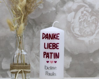 Patenkerze PATENTANTE Junge oder Mädchen mit Name, individuell und handverziert 1109