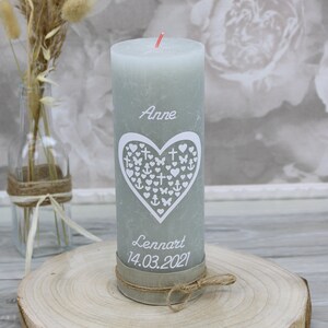 Hochzeitskerze Anne und Lennart Traukerze mit Namen und Datum, individuell, handverziert 1182