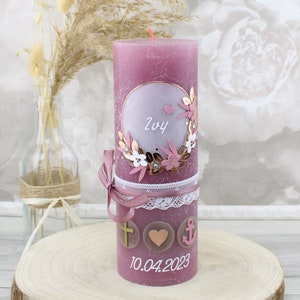 Baptismal candle Rustic IVY boy or girl with name and date, individually and hand-decorated 1857