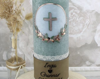 Rustic wedding candle large Inga and Gunnar wedding candle with name and date, individual, hand-decorated 2410