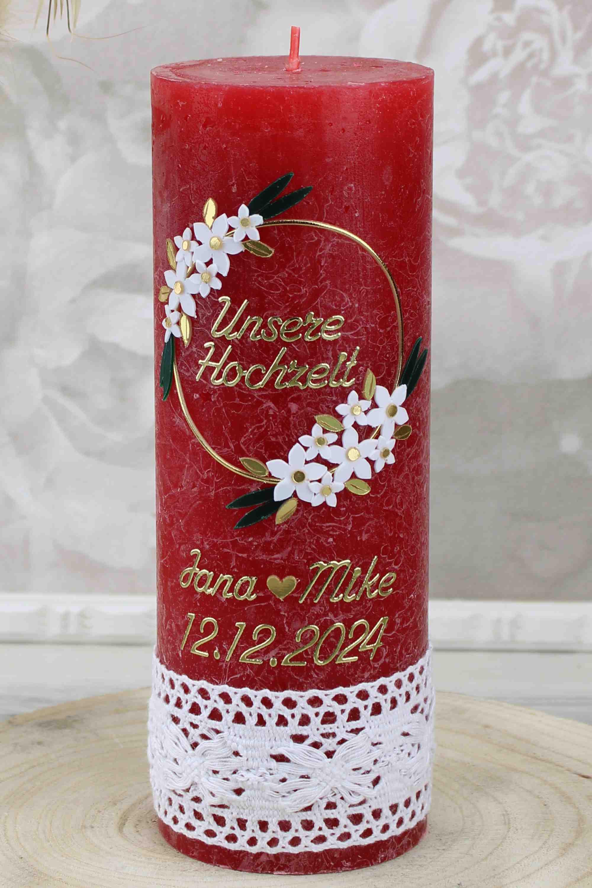 Personalized Wedding Candle With Names, Beautiful Design, Handmade