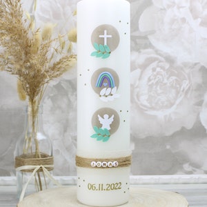 Cerziies Taufkerze Individuell - Handverziert Mit Name Und Datum 30x7cm