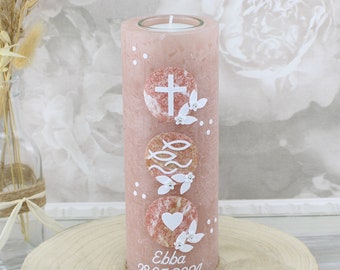 Baptismal candle rustic EBBA boy or girl with name and date, individually and hand-decorated 2099