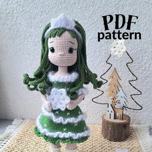 Crochet Doll PATTERN: Amigurumi Girl Egle with Christmas Dress (PDF Pattern), gift for girl