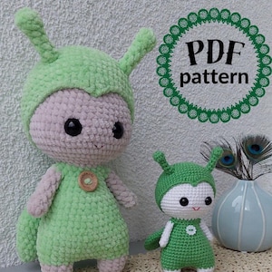 Virkmönster för amigurumi-gräshoppa: Plyschleksak med fältbagge (PDF-mönster), mjuk insekt