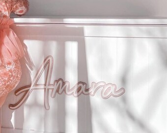 Layered Acrylic Kids Name Sign | Wooden Nursery Decor