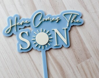 Here Comes The Son Baby Shower Cake Topper